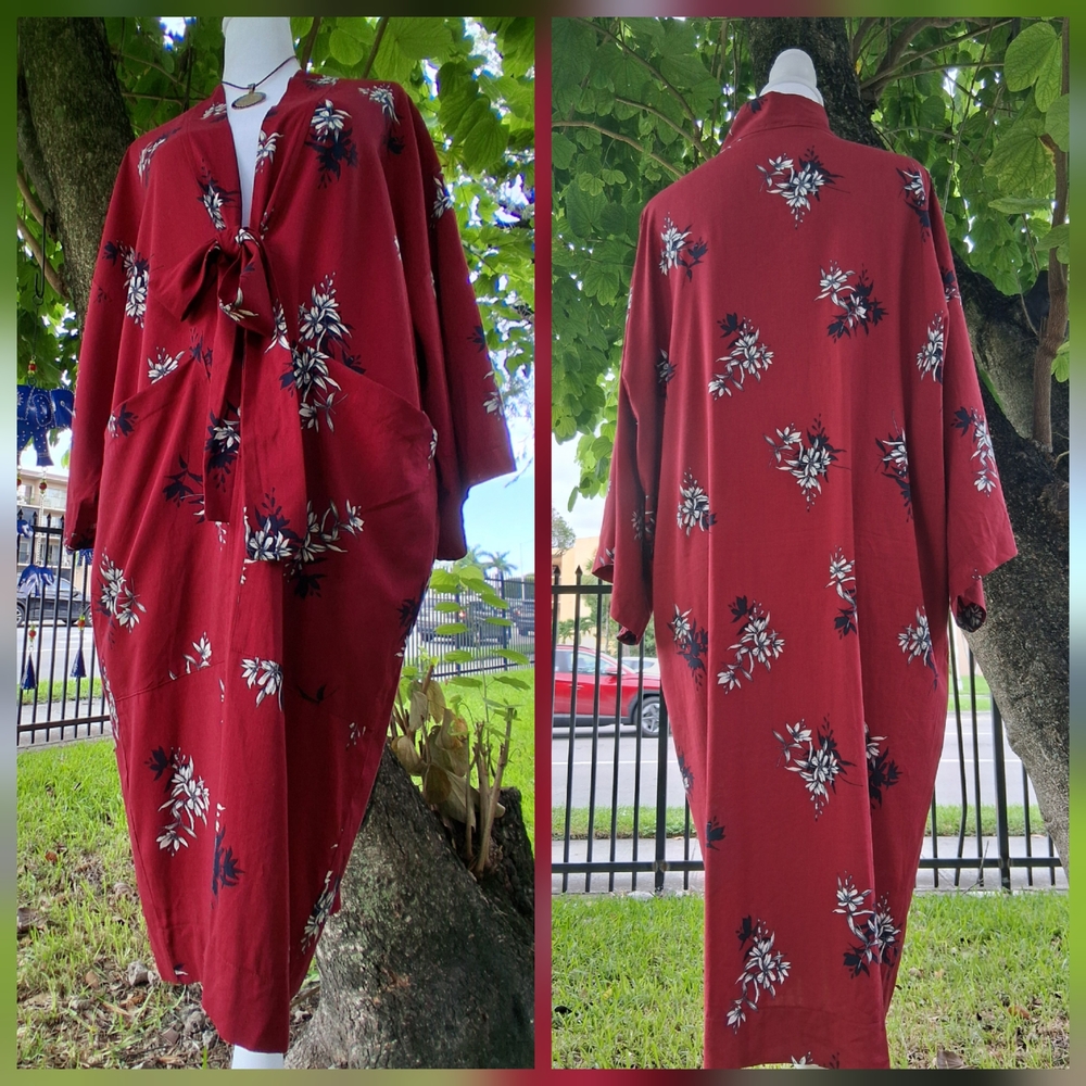🔥NWT Banana Republic Red Floral KIMONO TUNIC DUSTER One SIZE & FREE GIFT